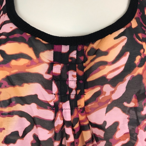 XHILARATION Sheer Black Orange Animal Print Pleated Center Racerback Tank Wmn M - Picture 5 of 13